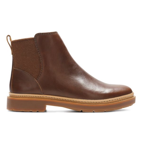 Clarks Womens Trace Fall Chelsea Boots Dark Brown | UK-6054132 - Click Image to Close